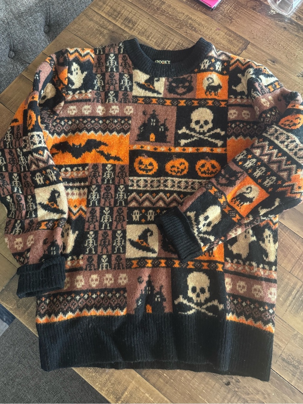 Kiel James Patrick Halloween Crewneck Sweater in Brown & Orange - Picture 4 of 5